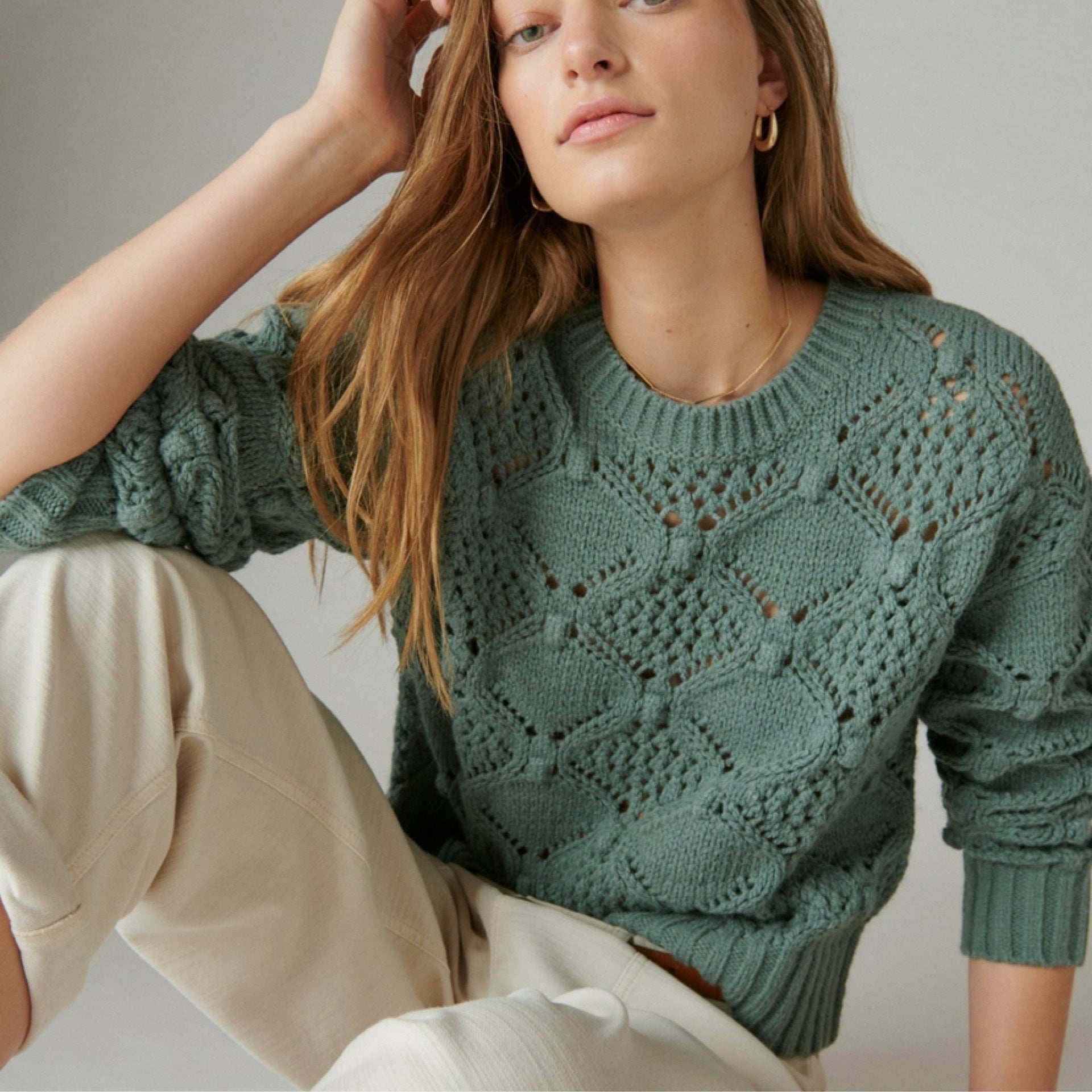 Open stitch pullover sweater best sale