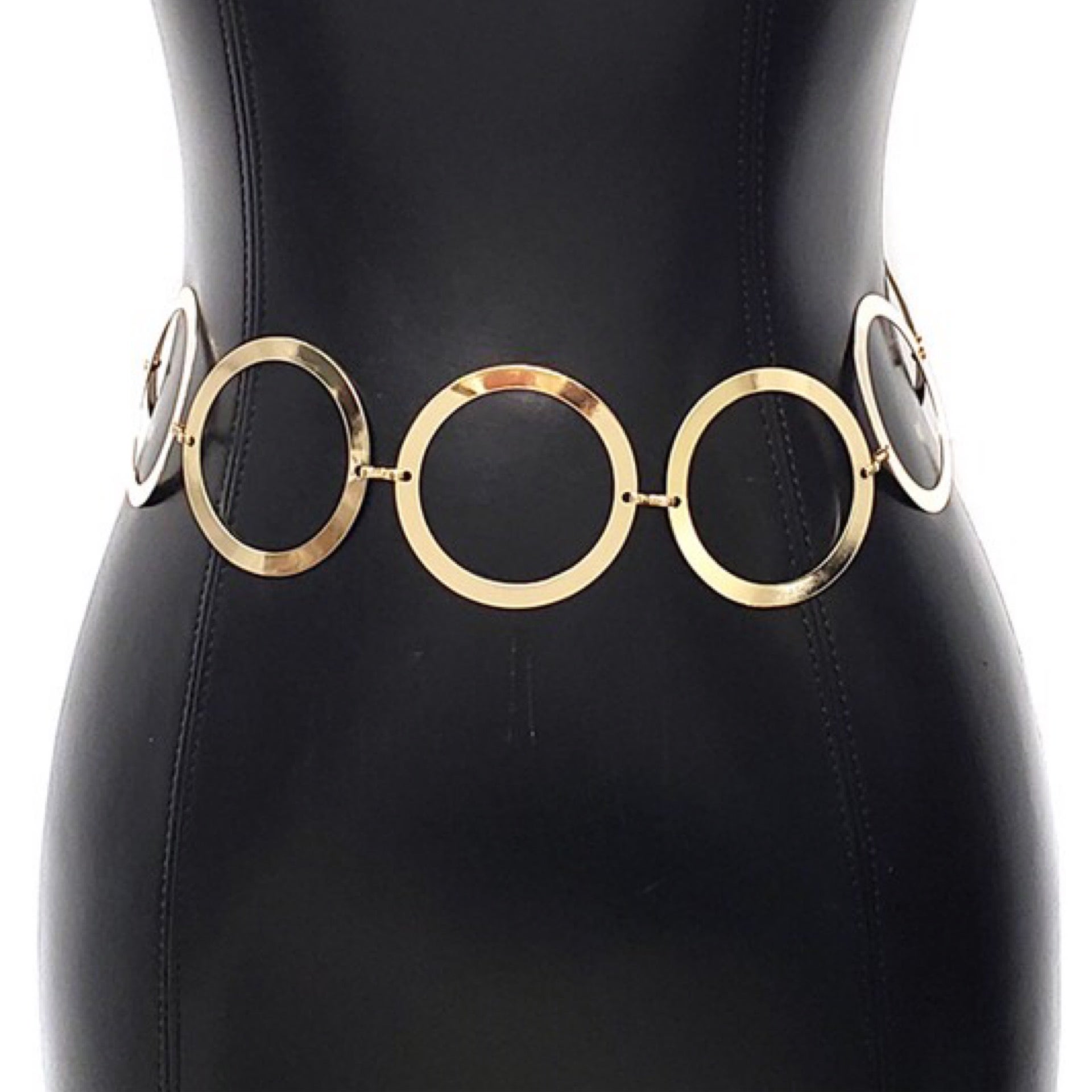 Chain Belt Womens Brushed Gold Lightweight Metal Link Circles Monogram 36  in